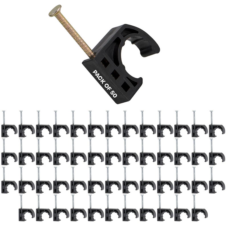 Highcraft Half Clamp with Nail For Pex Tubing Pipe Support, 3/4 in, Black - Image 1